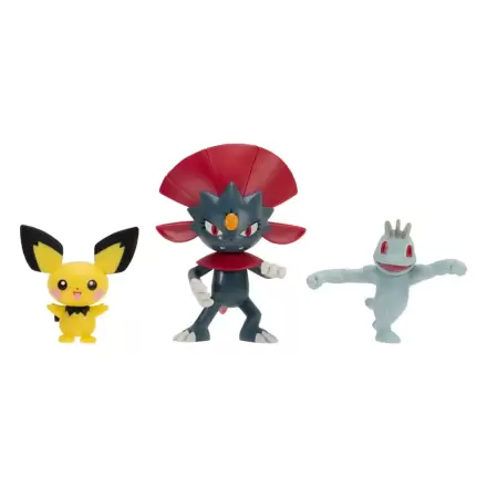 Set Figurine de Luptă Pokémon Primul Partener 3 figurine Pichu, Machop, & Weavile poza produsului