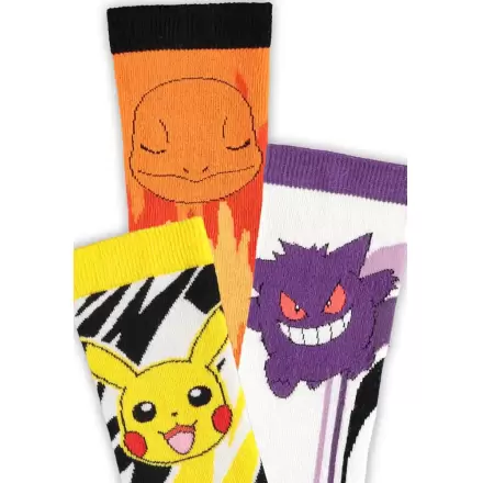 Șosete Pokémon Set 3 Pikachu, Charmander, Gengar 39-42 termékfotója