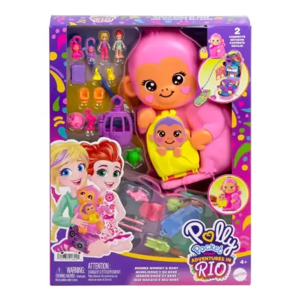 Polly Pocket Mama monkey and baby bag playset poza produsului