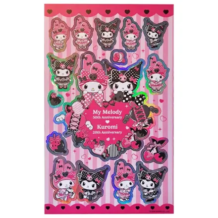 Sanrio Pink Black Party Series Sticker Pack Kuromi & My Melody Pachet de autocolante poza produsului