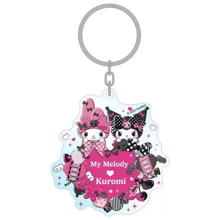 Sanrio Pink Black Party Series Breloc Acrilic My Melody & Kuromi 7 cm poza produsului