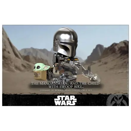 Set figurine Star Wars Cosbaby Wave 1 The Mandalorian & The Child Swoop Bike poza produsului