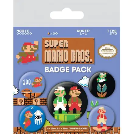 Super Mario Bros. Insigne tip buton 5 bucăți poza produsului