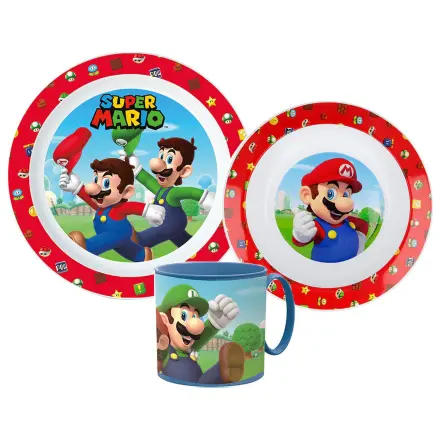 Set de vase Super Mario Mushroom Kingdom, set micro plastic cu cana 265 ml poza produsului