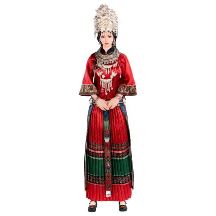 The Miao of China's 56 Ethnic Groups Figure 1/6 Rosu 30 cm poza produsului