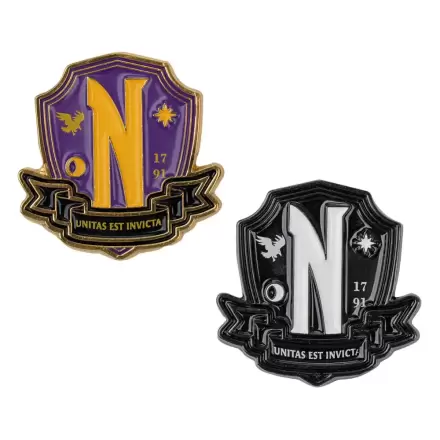 Set 2 insigne Wednesday Nevermore Academy poza produsului