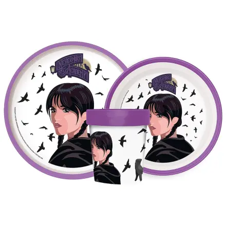 Wednesday Nevermore Academy Set de vesela anti-alunecare, Micro Plastic poza produsului