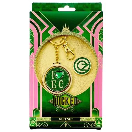 Wicked I love Emerald City Oz Logo set cadou breloc si insigna tip pin poza produsului
